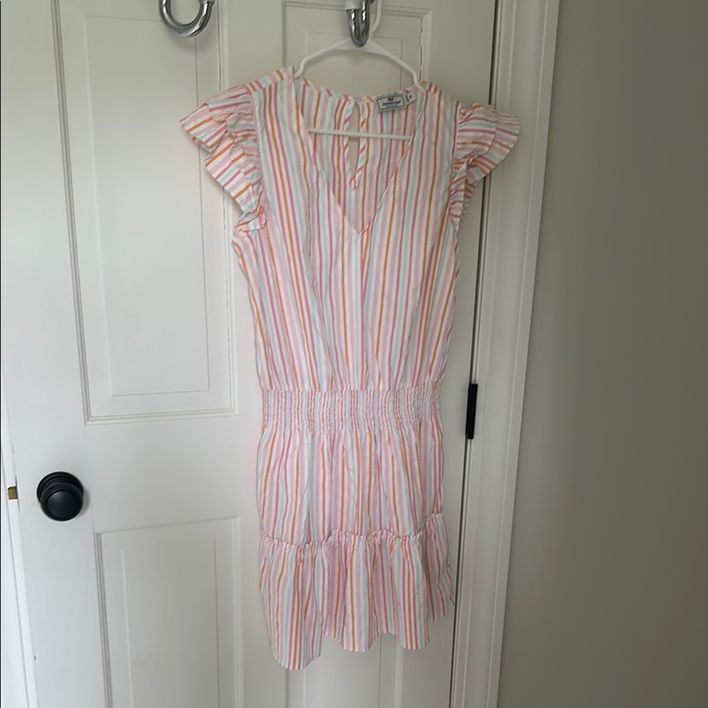 Striped Vineyard Vines Womens Performance Dress with Ruffle Sleeves
